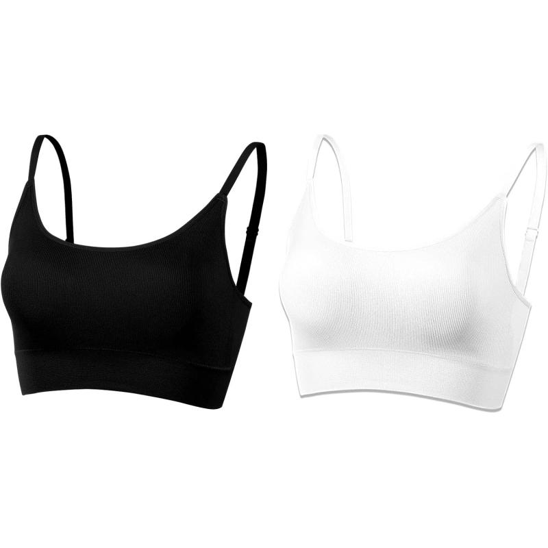 AMRIY Womens Sports Bras for Women Medium Support Wireless Bra Padded  Bralettes for Women(2 Pcs(black,white)) - Healthy and Comfortable Lifestyle